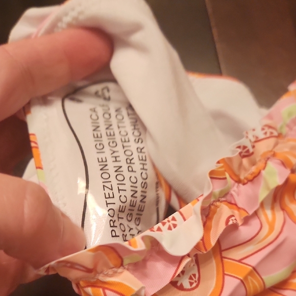 Pink Orange Patterned Ruffle Bikini Set - Picture 8 of 14